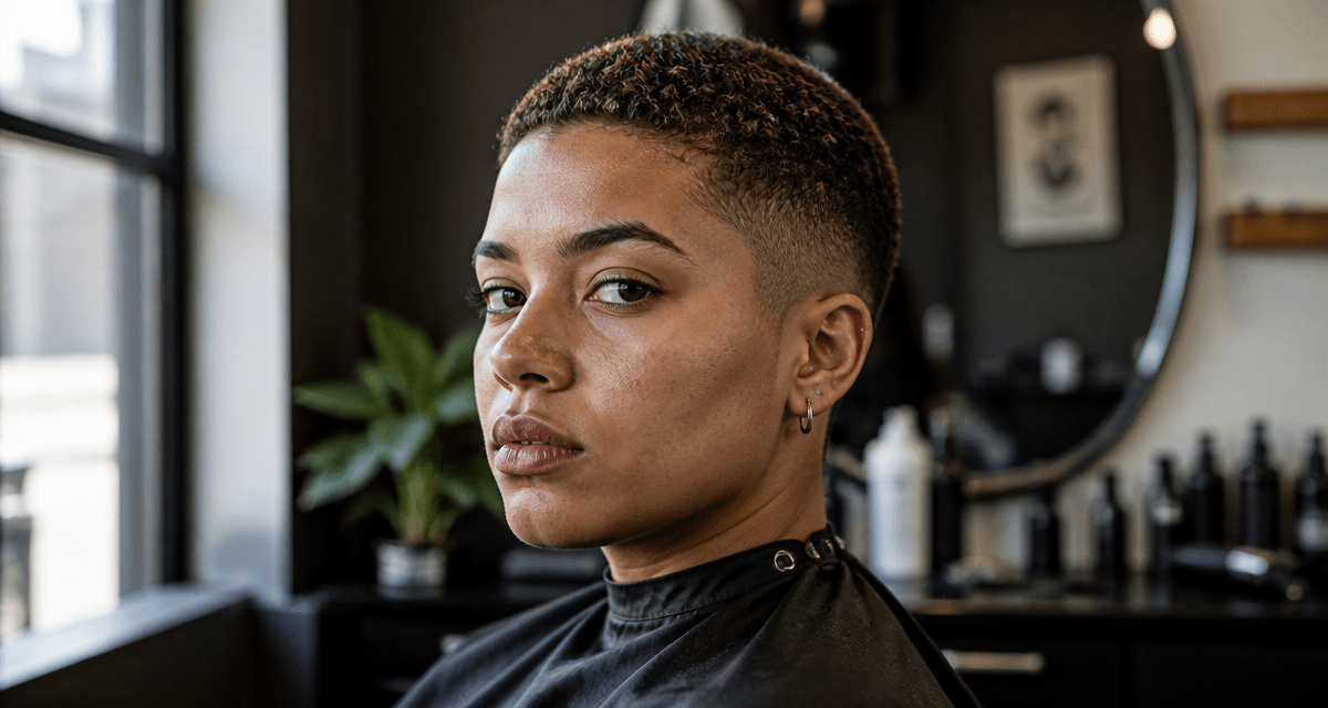 buzz cut cheveux bouclés portrait salon