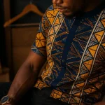 Chemise africaine homme en coton Wax à motifs