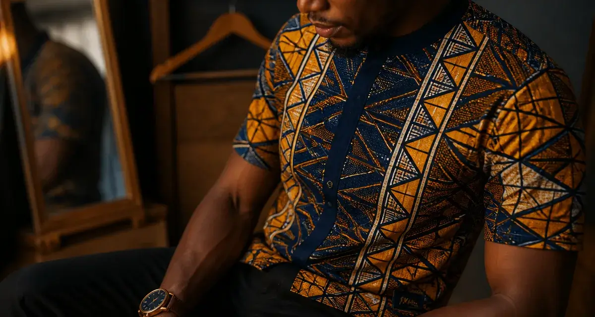 Chemise africaine homme en coton Wax à motifs