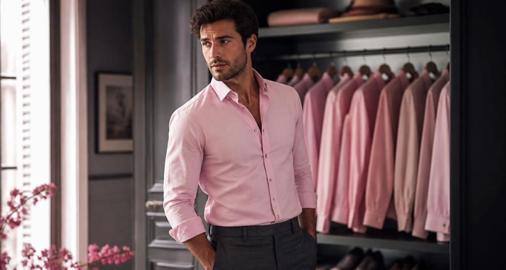 chemise rose pour homme trois nuances