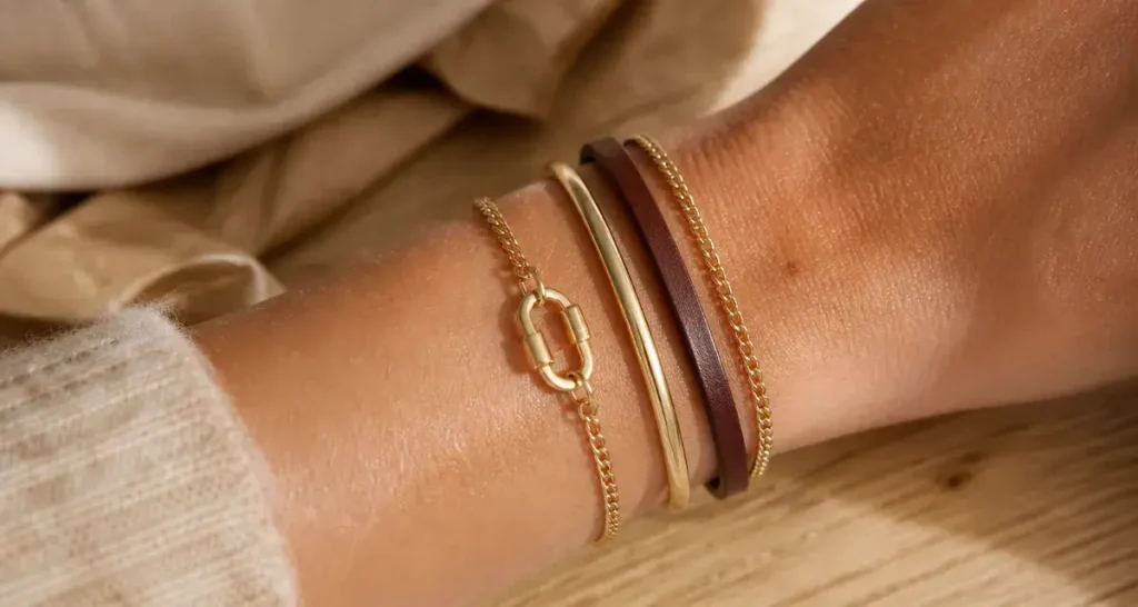 Comment porter plusieurs bracelets sans qu'ils s'emmêlent : bracelets chaînés superposés sans nœuds