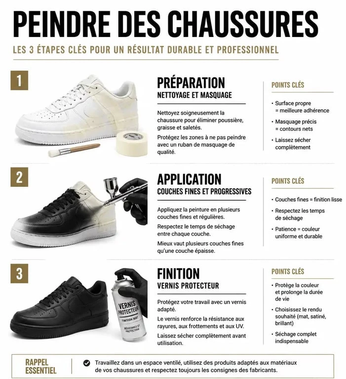Étapes pour peindre des chaussures : préparation, peinture et finition