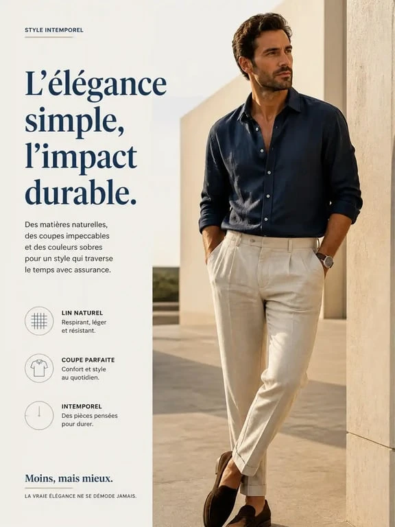 Homme portant un pantalon en lin beige pour un look estival élégant