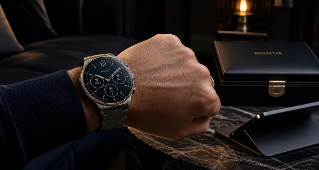 montre connectee de luxe titane poignet homme