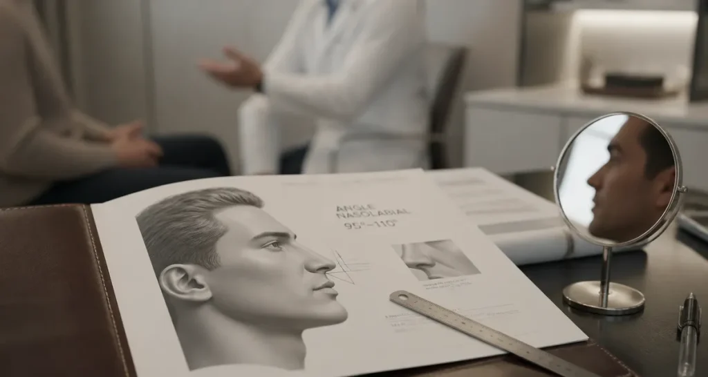 Rhinoplastie pour homme : profil nasal masculin, cabinet médical moderne