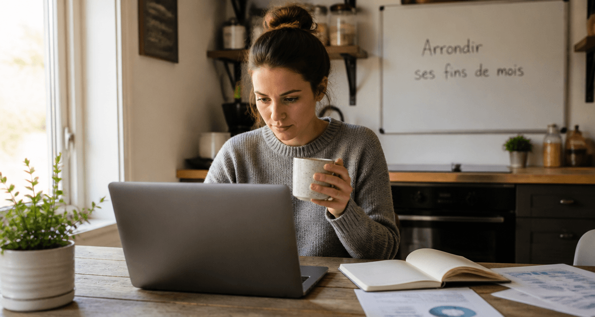 Télétravail pour arrondir ses fins de mois femme à son ordinateur
