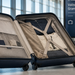 valise grand format rigide bleu nuit organisée