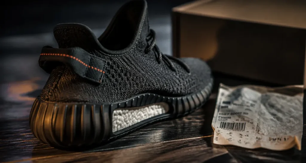 Yeezy boost 350 noir : gros plan semelle BOOST et Primeknit authentification