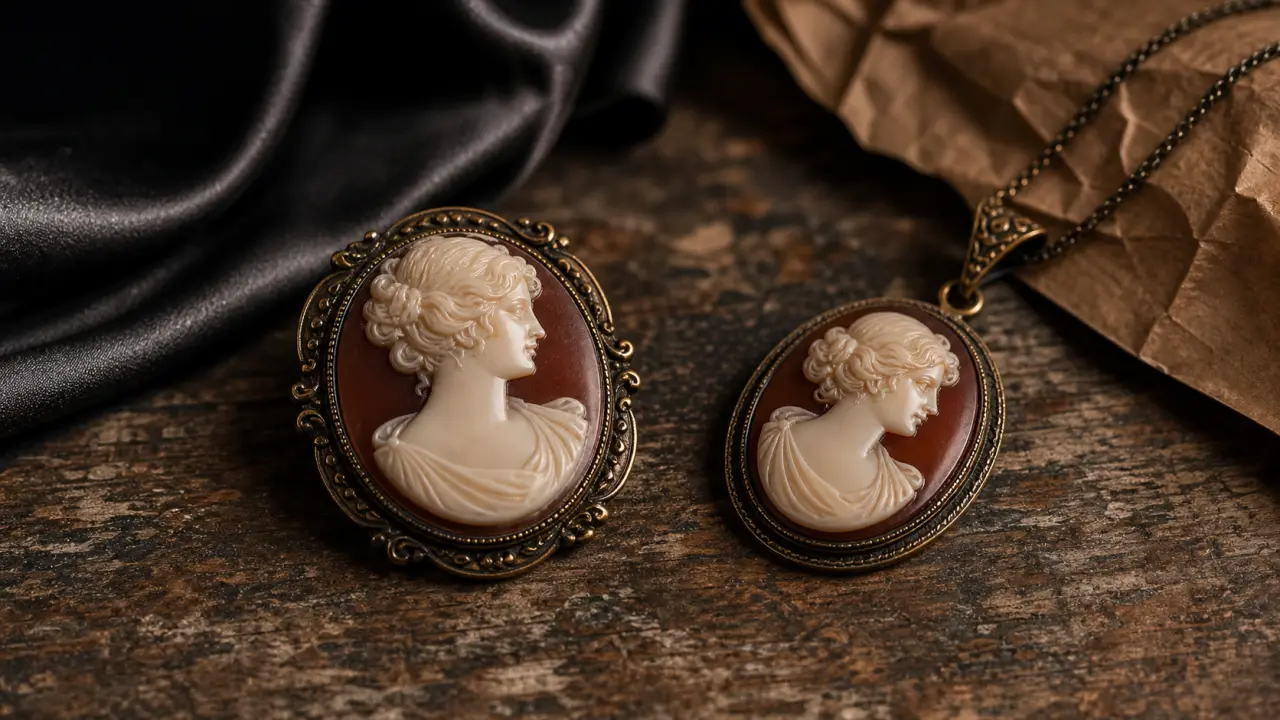 Bijoux en camée anciens ou modernes : relief et matières, gros plan