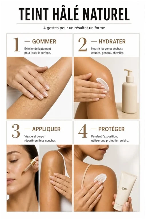 Teint hâlé naturel : étapes pour préparer, appliquer et entretenir un teint hâlé sans traces