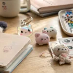 Photo kawaii : carnet pastel, feutrine et stickers grands yeux