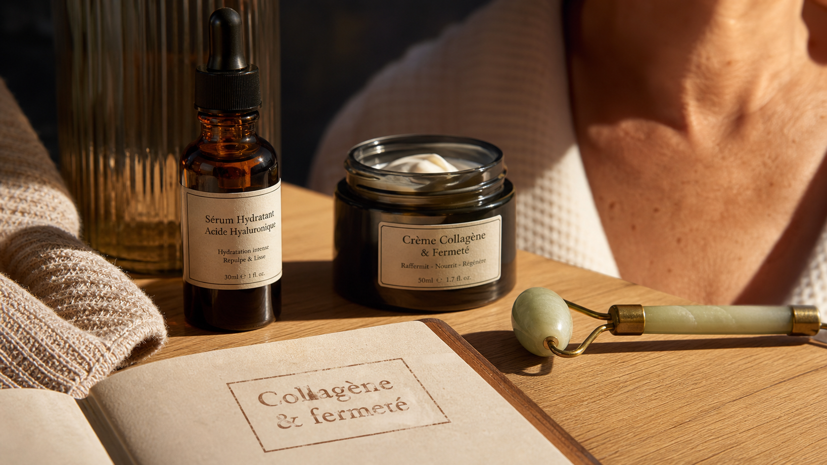 Peau flétrie que faire : sérum acide hyaluronique et rouleau jade pour raffermir