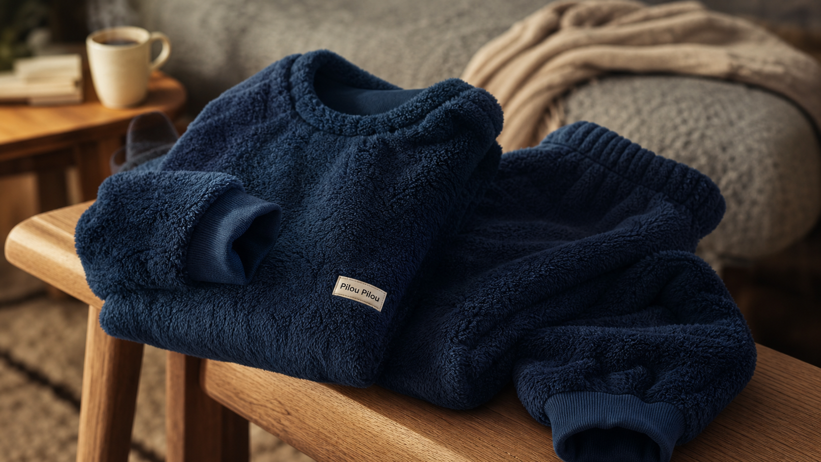 Pyjama pilou pilou homme, ensemble chaud et doux
