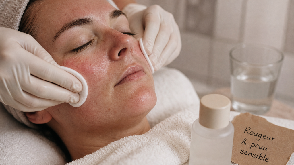 Rougeur visage : crème hydratante sur joues et nez