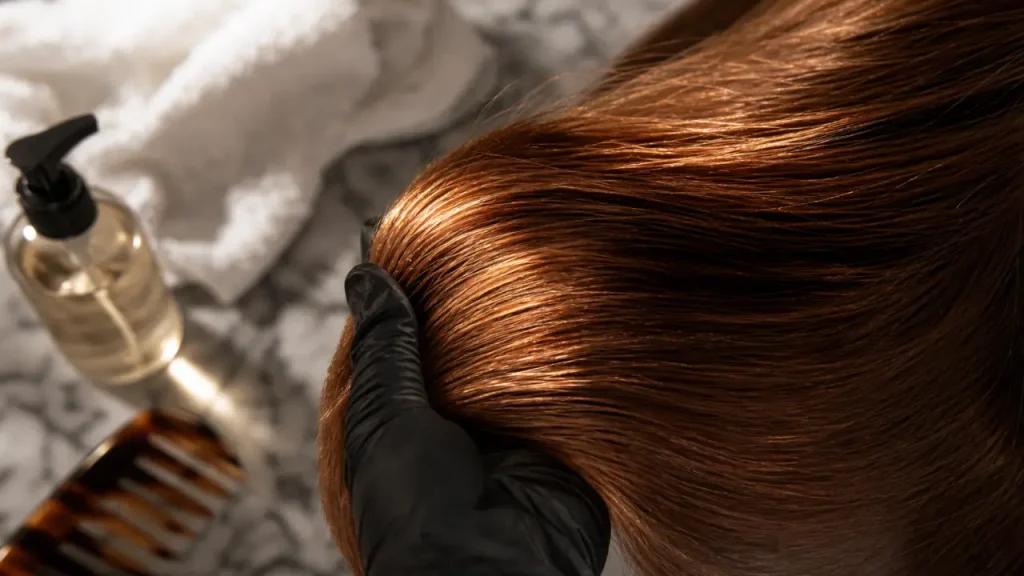 Roux cheveux cuivrés brillants, soin et protection lumière