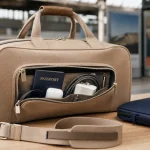 Sac voyage femme cabine toile beige pour week-end, accessoires voyage