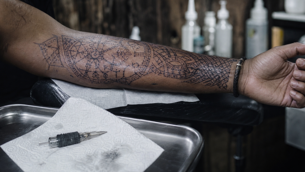 Tatouage nordique : runes et entrelacs sur peau