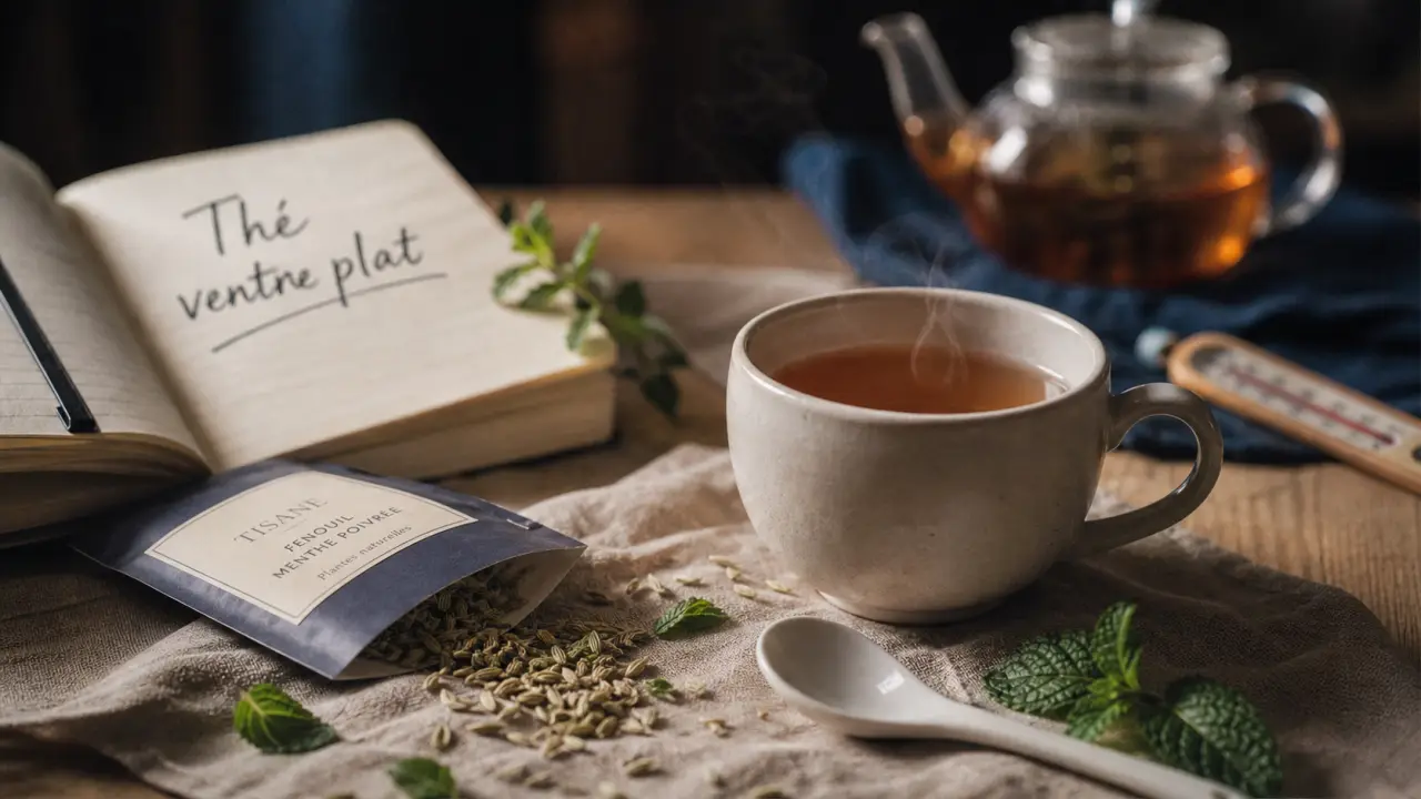 Tisane the pour ventre plat avec fenouil et menthe poivrée