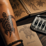 Tortue signification tatouage Honu en style polynésien