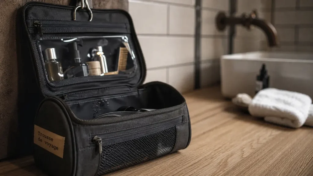 Trousse de toilette de voyage anti-fuites et organisée