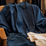 Veste kimono mi-longue en tencel, manches amples, détail des coutures