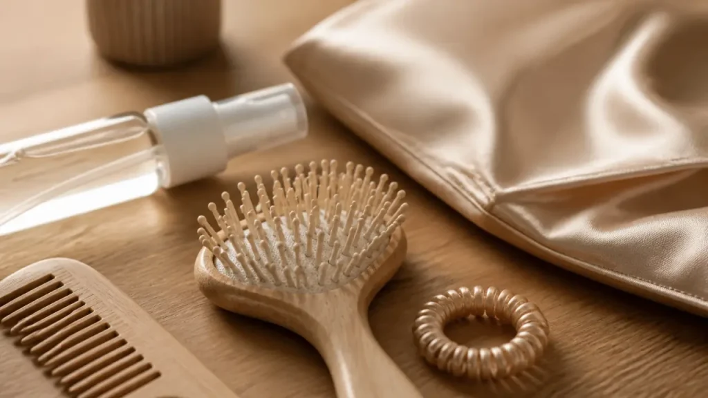 Accessoires cheveux bouclés : démêler sans casser, protéger la nuit et garder des boucles définies