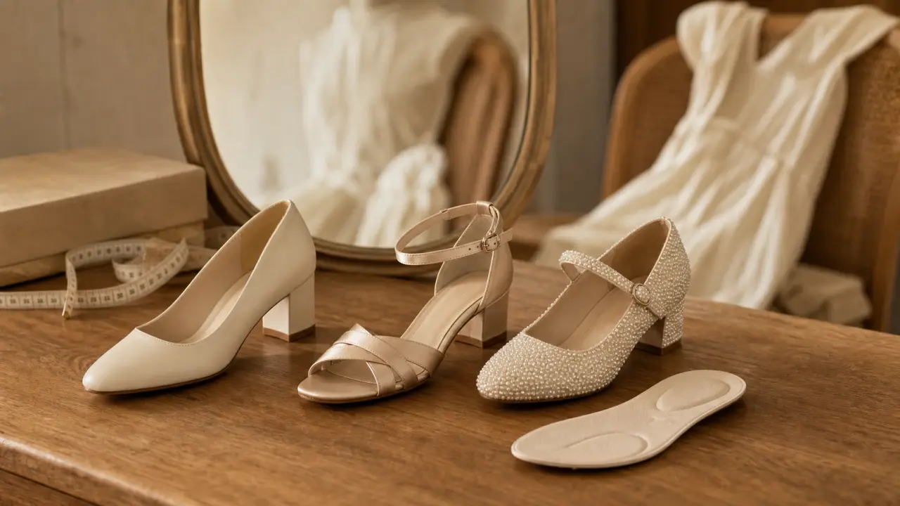 Chaussures de mariage : escarpin ivoire talon bloc, sandale à brides réglables, Mary Jane perlée