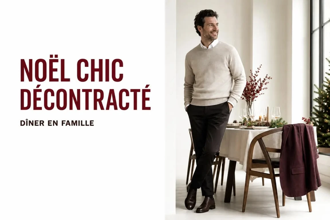 Tenue homme noel chic décontractée pour dîner en famille