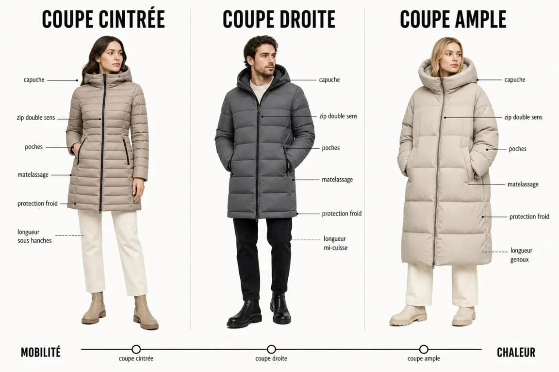 Doudoune longue : comparaison des coupes et longueurs pour bien choisir