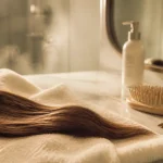 Soin cheveux lisse : cheveux bruns lisses brillants sans gras