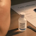 Trétinoïne crème visage : cycle cellulaire (photo flacon et peau)