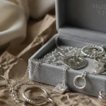 Bijoux en argent fantaisie : colliers et bagues en argent 925 dans un écrin velours