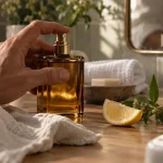 Eau de cologne bien être : flacon et citron pour une fraîcheur légère