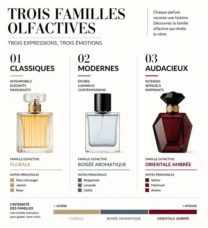 Illustration des différentes familles de parfum Paco Rabanne pour homme