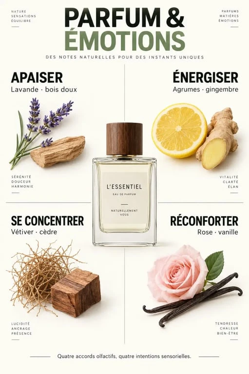 Parfum bien-être selon le besoin recherché : apaisement, énergie, concentration ou réconfort