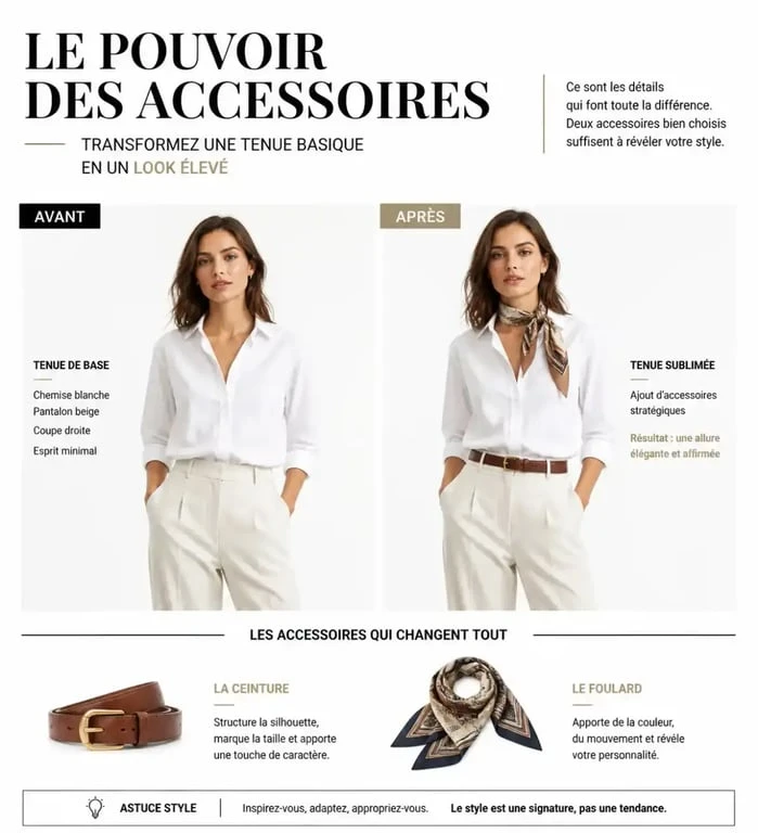 Transformation d'une tenue basique avec des accessoires de mode