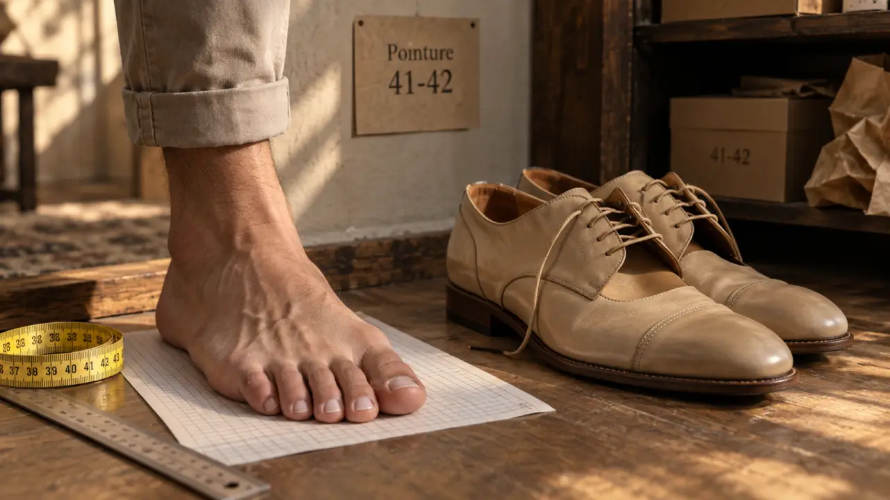 moyenne pointure homme 41-42 mesurée, largeur de chaussure