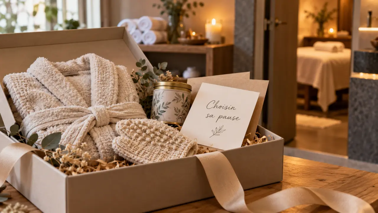 Box bien être ouverte, accessoires détente et pause bien-être