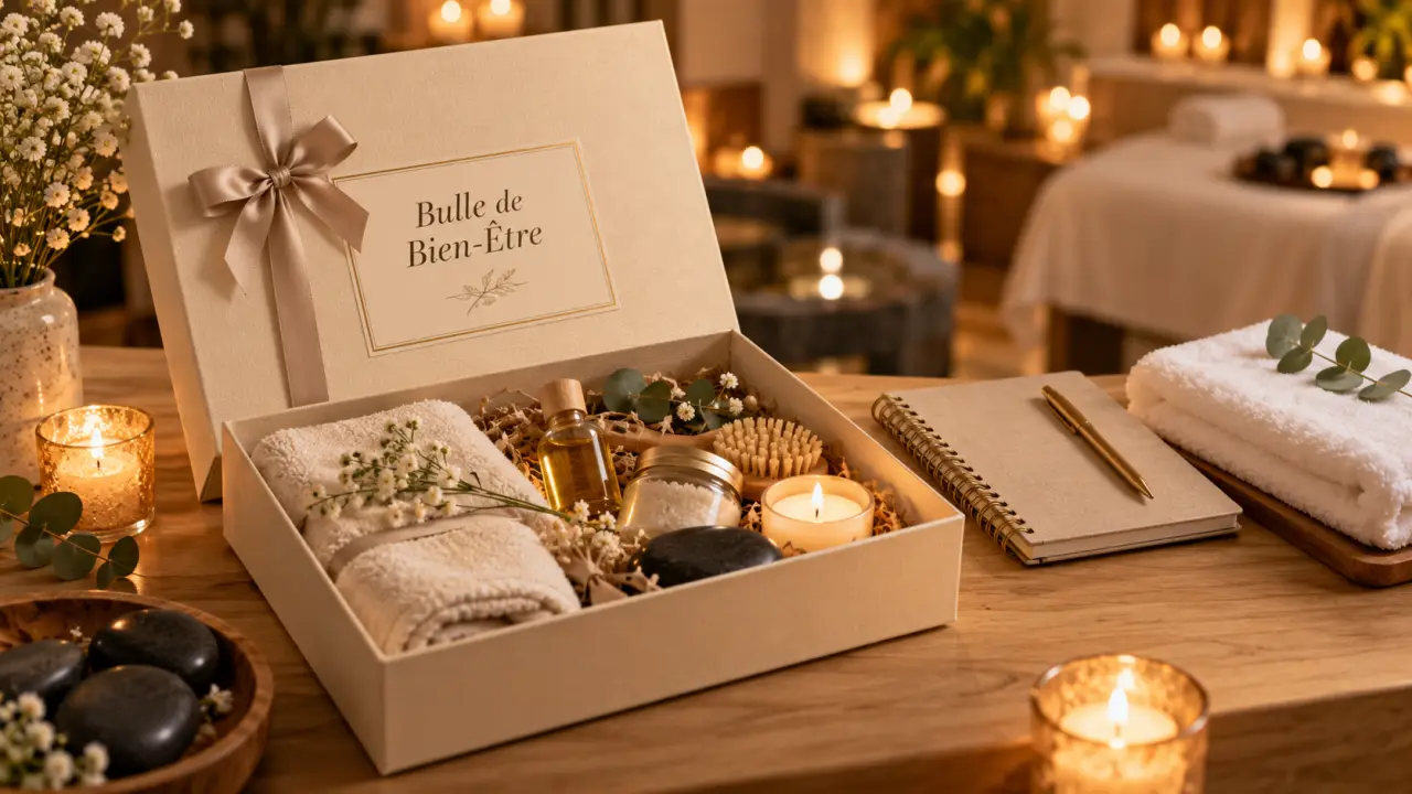 Wonderbox bulle de bien être : coffret cadeau spa ouvert