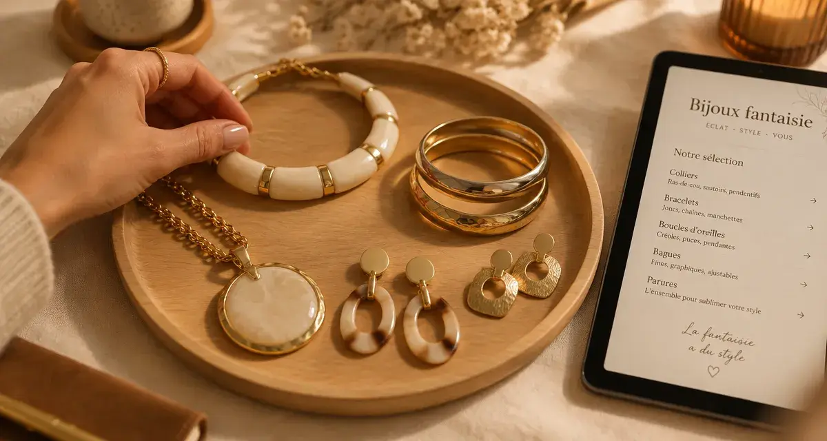 Zara bijoux femme : colliers, bagues et bracelets sur plateau